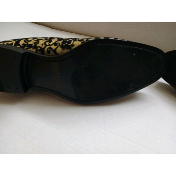 Stacy Adams Mens Swank Floral Velour OVERLAY Slip-on Loafers Black-Tan 10.5M - Picture 12 of 16